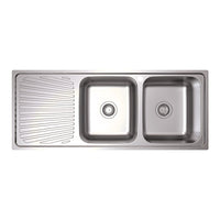 Tisira 118cm 2 Bowl Stainless Steel Kitchen Sink With Left Hand Drainer (TSLE1180L)