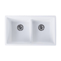 Tisira 79cm Double Bowl White Granite Kitchen/Laundry Sink (TSG790WH)