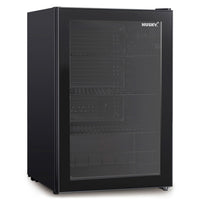 Husky 130L Indoor Bar Fridge With Anti-Condensation Glass Door in Black (HUS130HDBLK)