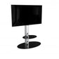 Mahara Glass TV Stand with TV Mount & Oval Shelf - TV Floor Stand for 32–65"