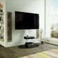 Mahara Glass TV Stand with TV Mount & Oval Shelf - TV Floor Stand for 32–65"