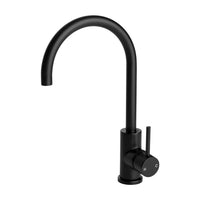Tisira Matte Black Rounded Gooseneck Kitchen Mixer Tap (TMFGBK)
