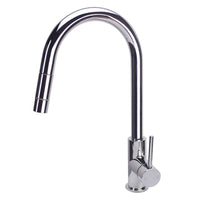 Tisira Chrome Coated Pull-Out Retractable Gooseneck Kitchen Mixer Tap (TMFP)