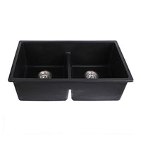 Tisira 79cm Double Bowl Black Granite Kitchen/Laundry Sink (TSG790BK)